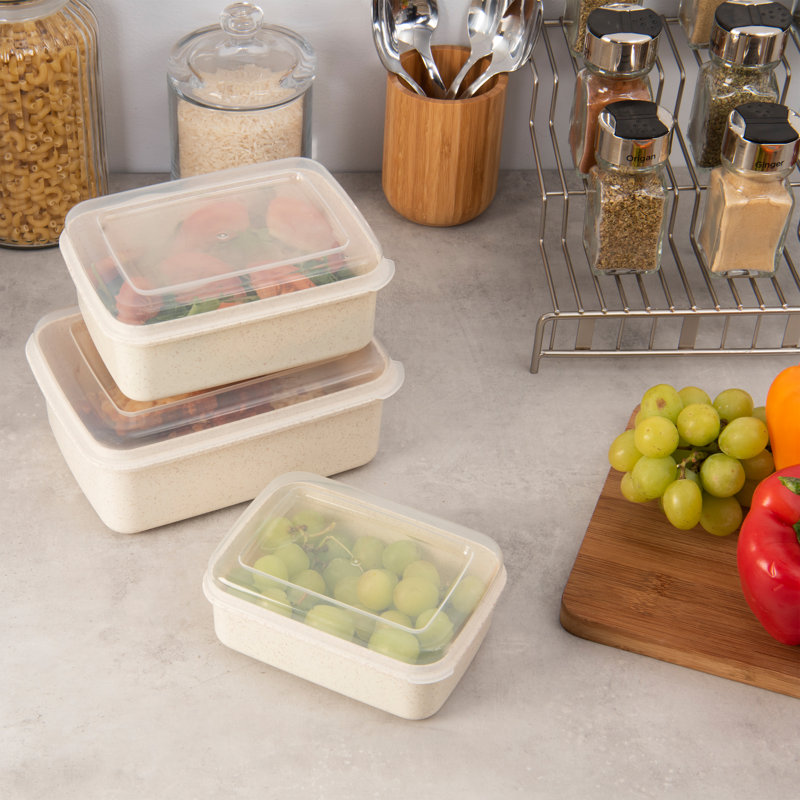 Eco-Friendly Beige Plastic Food Storage Container Set