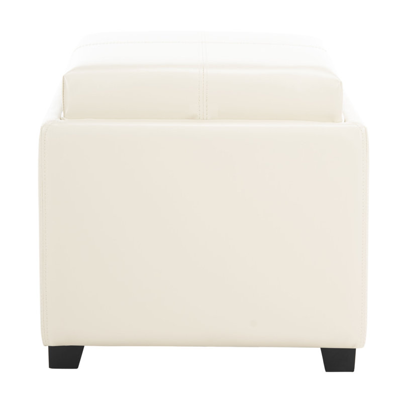 Motto Leather Ottoman, Flat Cream Faux Leather