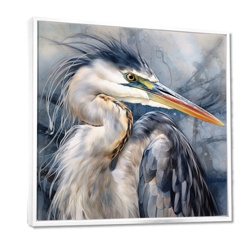 Heron Waterbird II - Heron, impressions encadrées, H 24 po x l 24 po, Blanc, Reproduction avec cadre flottant