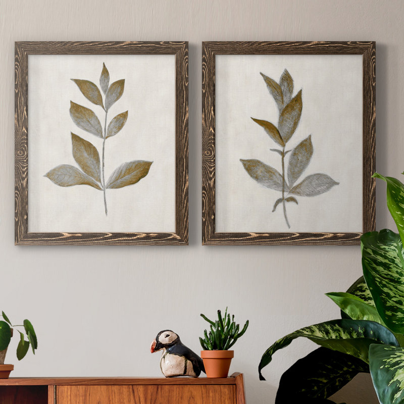 Bronze Leaf I - ensemble de 2 reproductions, Toile encadrée, H 31,5 po x l 47 po, Maple