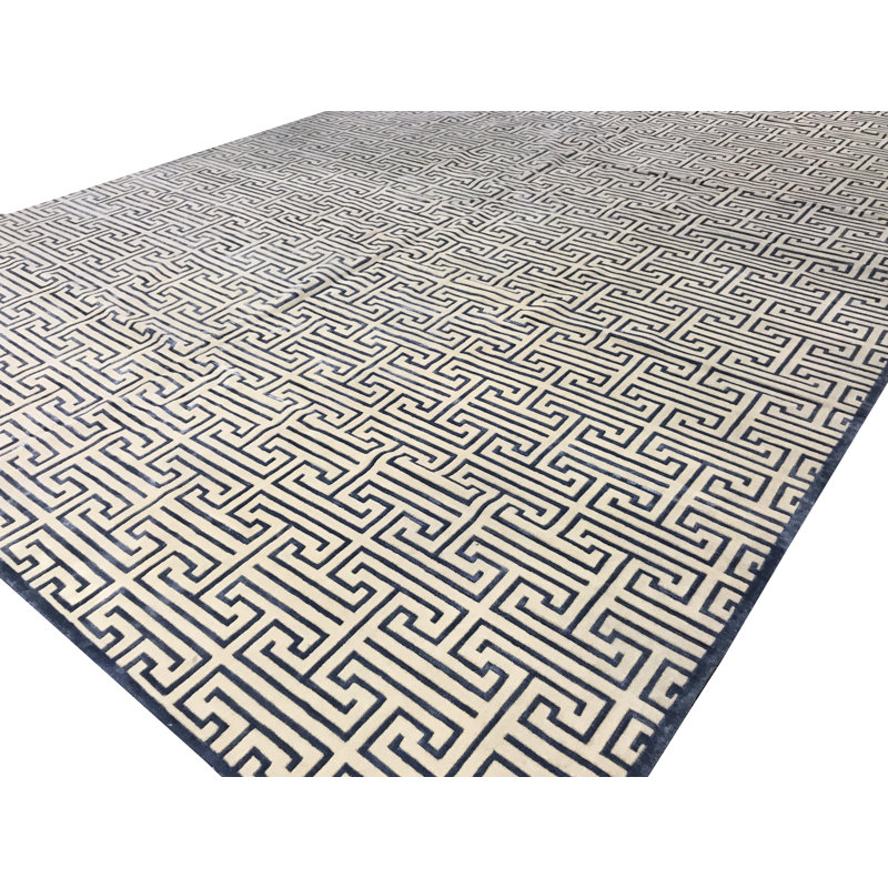 Windsom Hand Knotted Geometric Area Rug, Rectangle 10' x 14'