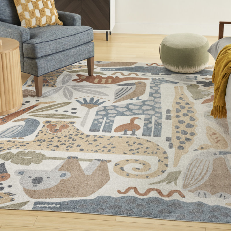 Tapis ivoire lavable à la machine Astra, Rectangle 7 pi 10 po x 10 pi
