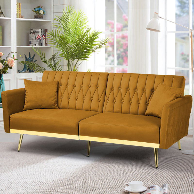Somiya Upholstered 70'' Sleeper Sofa, Ginger Velvet