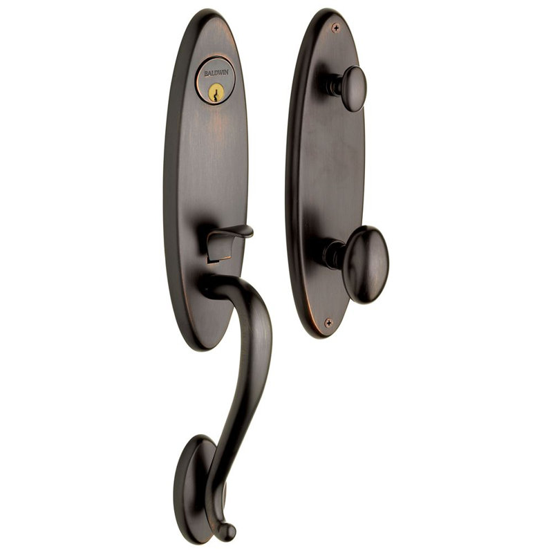 Blakely Handleset with Single Cylinder Deadbolt and Door and Rosette, Venetian Bronze, Keyed Alike