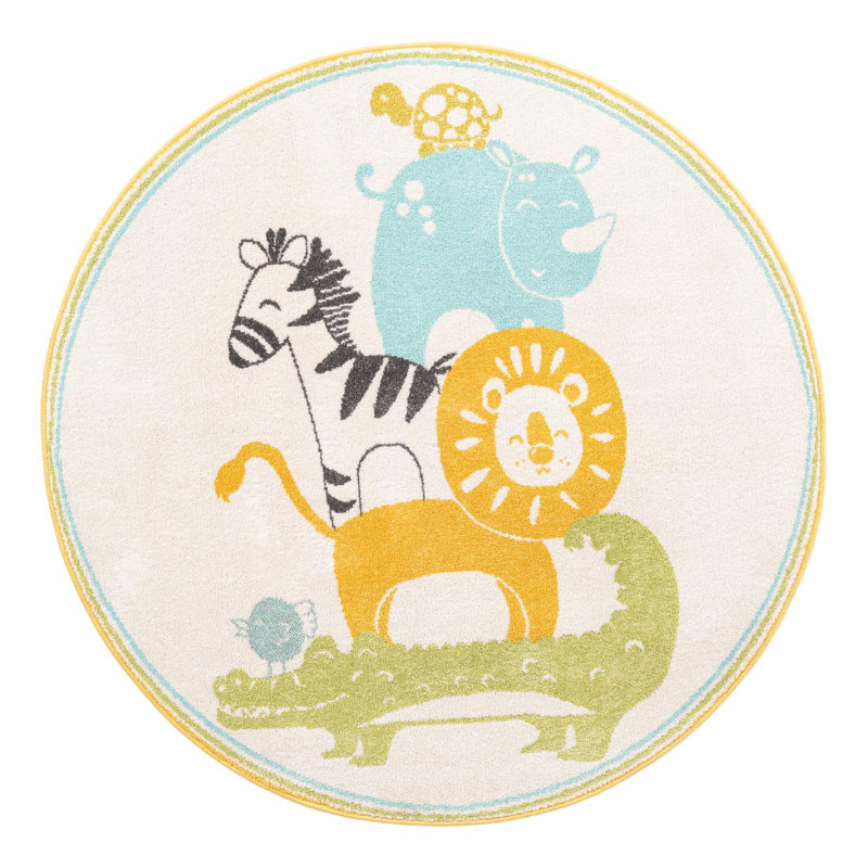 Rectangle Polypropylene Plastic Rug, Round 5'3"