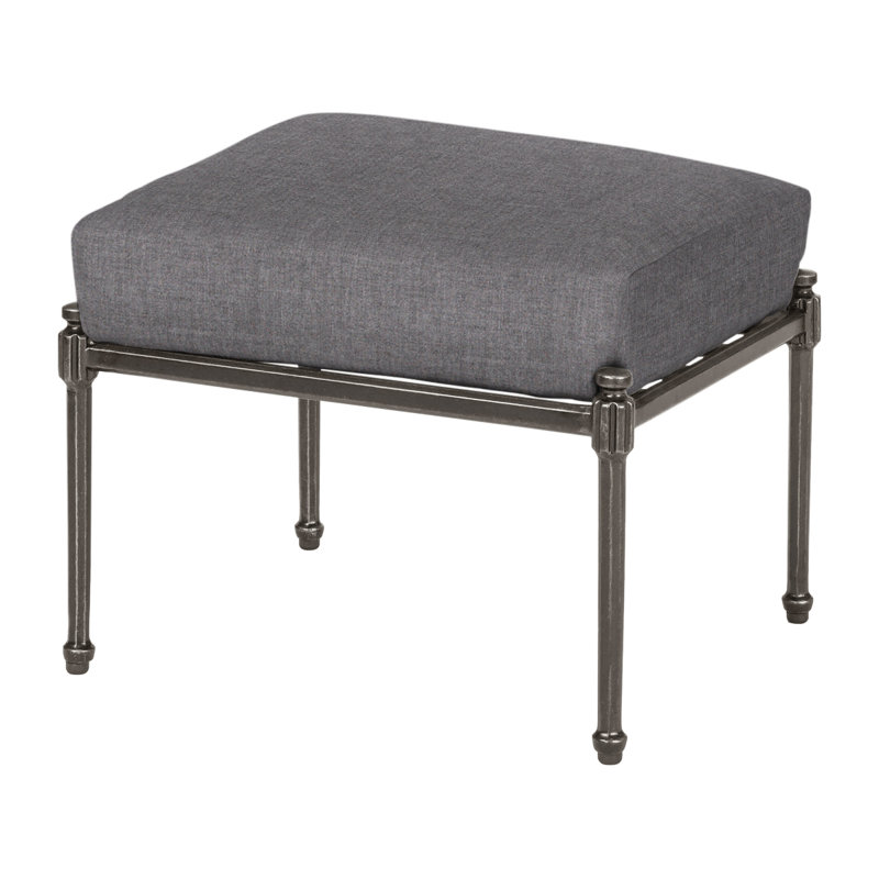 Morro Bay Outdoor Ottoman, Cast Slate Sunbrella® Plainweave, Midnight Gold