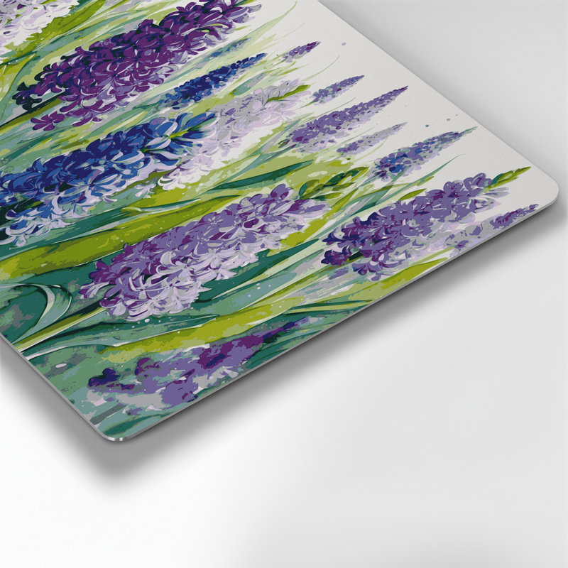 «Botanical Hyacinths», art mural en métal bleu, H 132 po x l 168 po x P 0,05 po