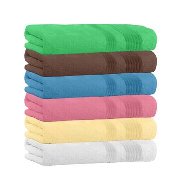 Large Bath Towels Pack of 6 100% Cotton 27x55 Highly Absorbent Soft  Multicolor 