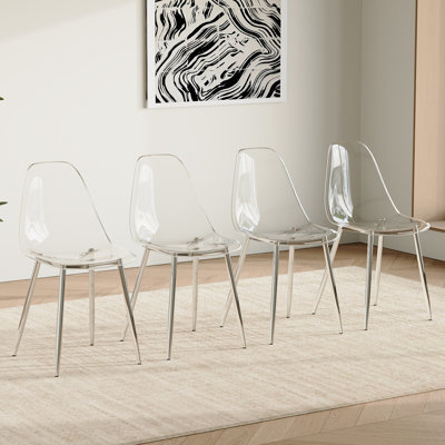 Chaises de salle à manger transparentes avec pieds en métal pour la cuisine et la salle à manger