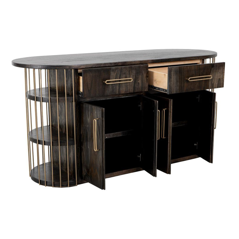 Balam 2 Drawer & 4 Door, 6 Shelf Kitchen Island, Dark Brown