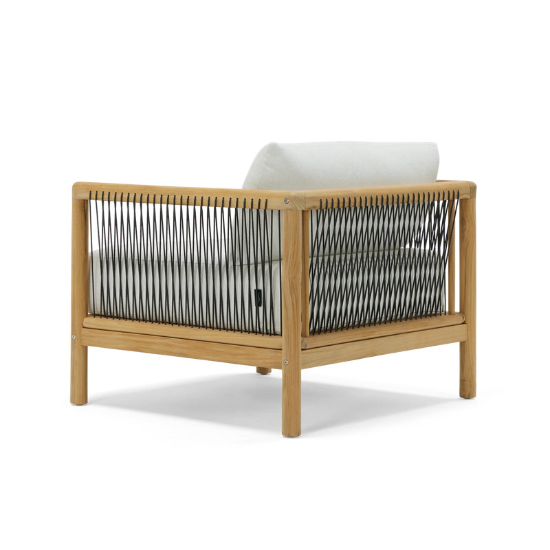 Reel Collection Outdoor Teak Lounge Chair, Sunbrella Nurture White