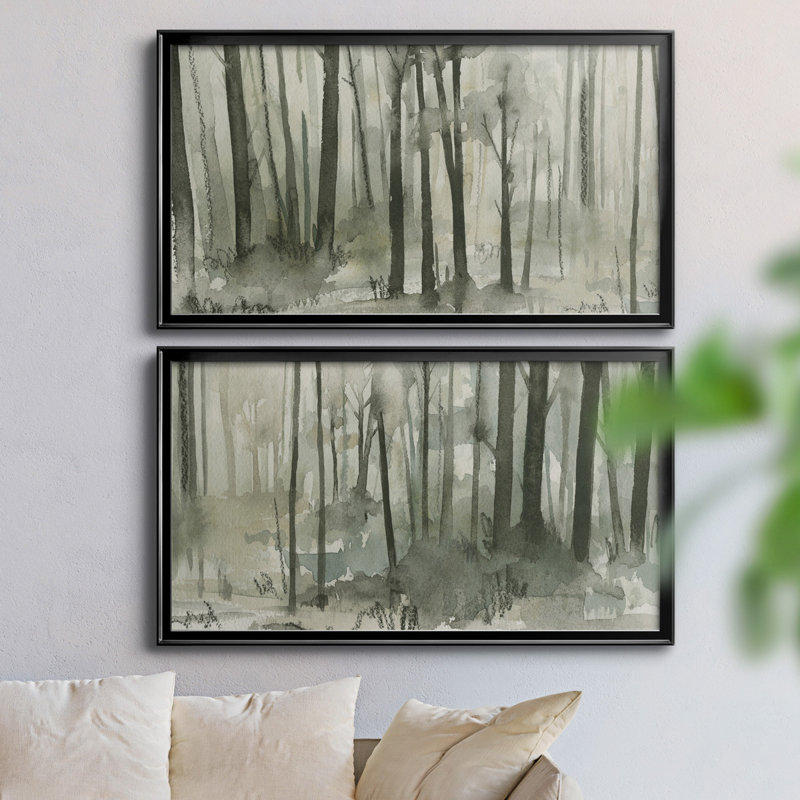 Into The Woods I - Ensemble de 2 peintures sur toile encadrées, H 21 po x l 18,5 po x P 1 po, Cadre noir