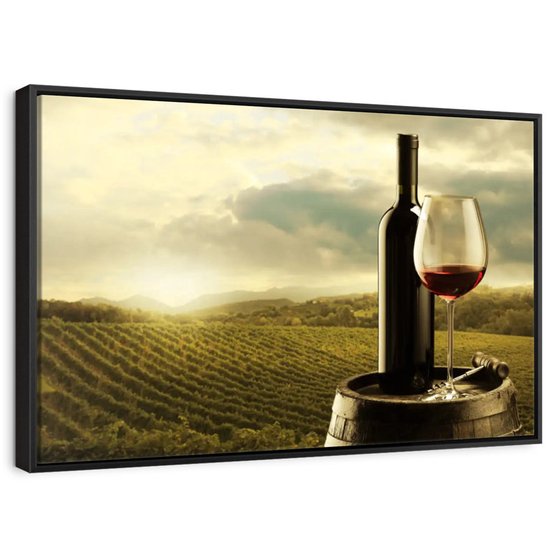 Vin rouge du vignoble, 43 po x 29 po, Cadre flottant noir
