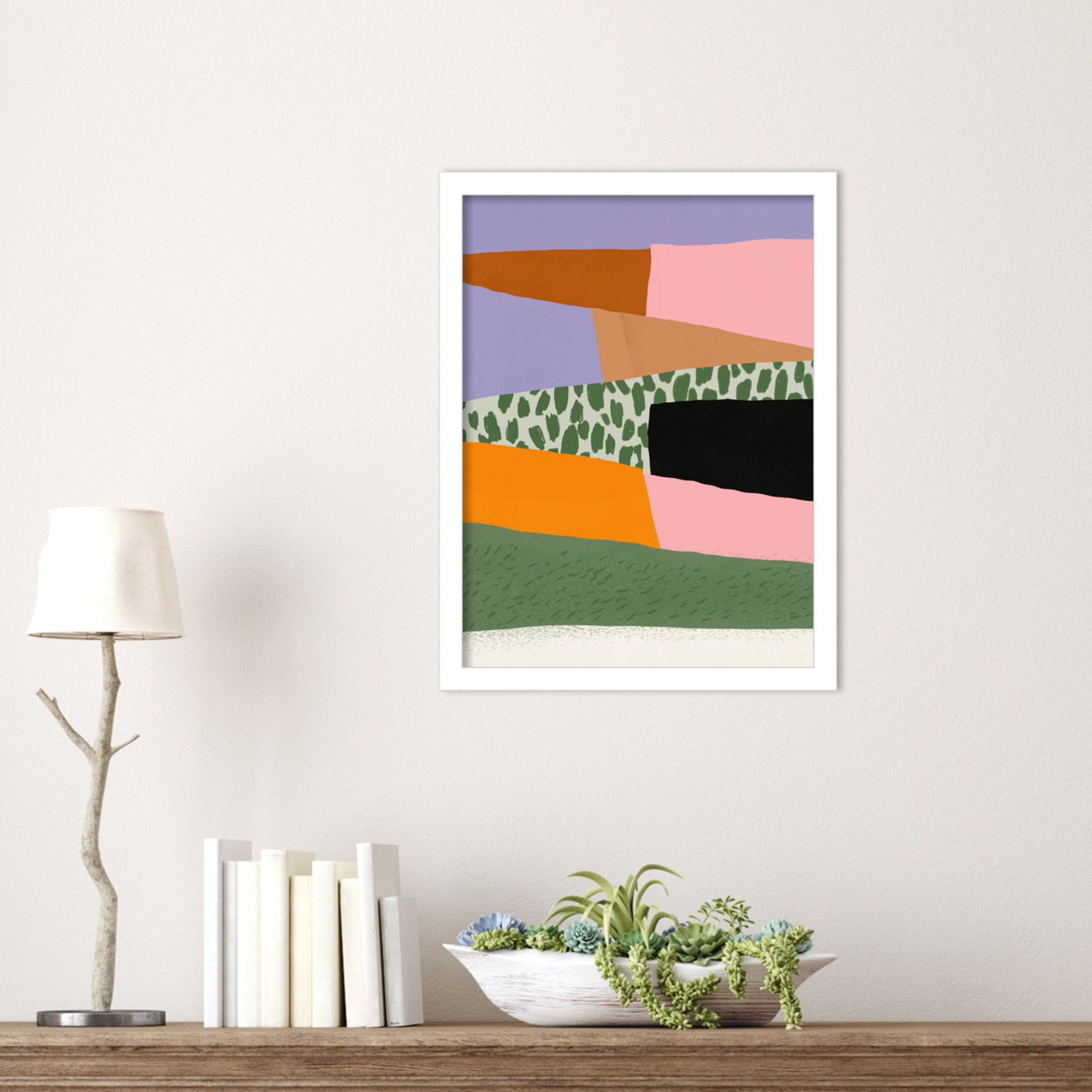 Abstract Minimalism Collage 02 Print, White, 17" H x 13" W
