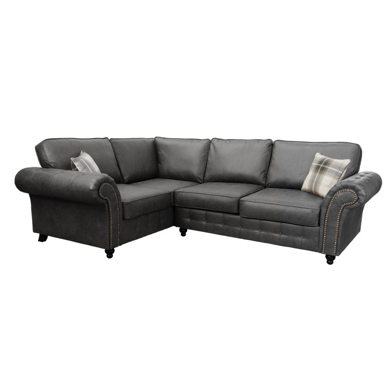 Bodnar Corner Sofa, Black, Left Hand Facing