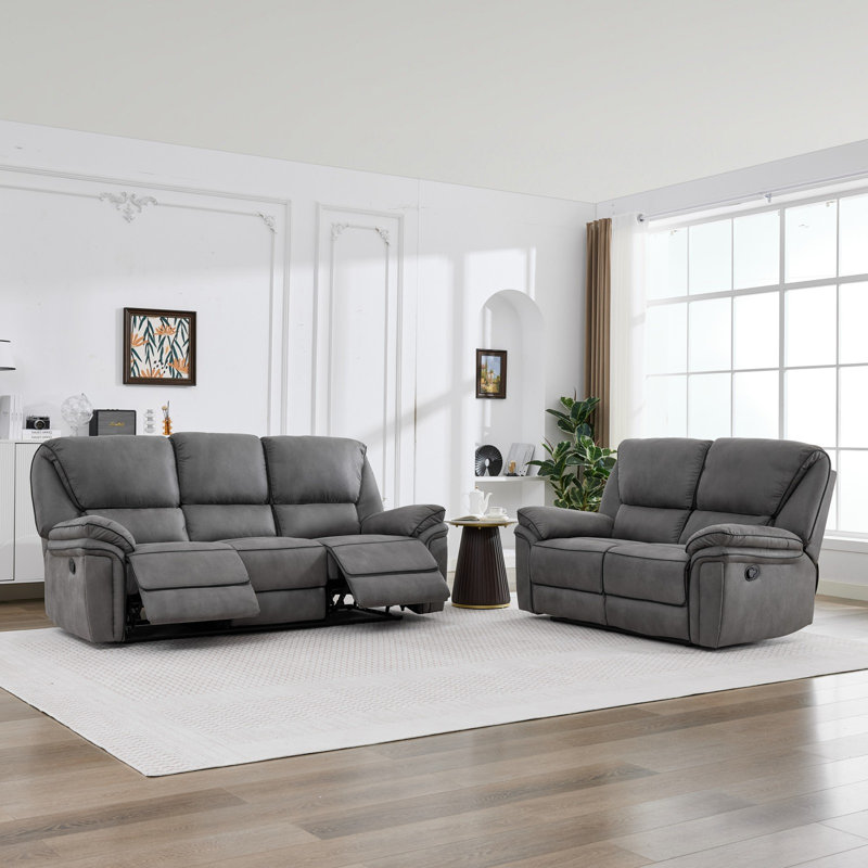 Fabric Reclining Sofa, Light Grey, 2+3 Seater