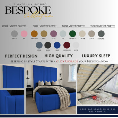 Ottoman Upholstered Bed - Dreamcape Plush Velvet Gas Lift Storage with Headboard