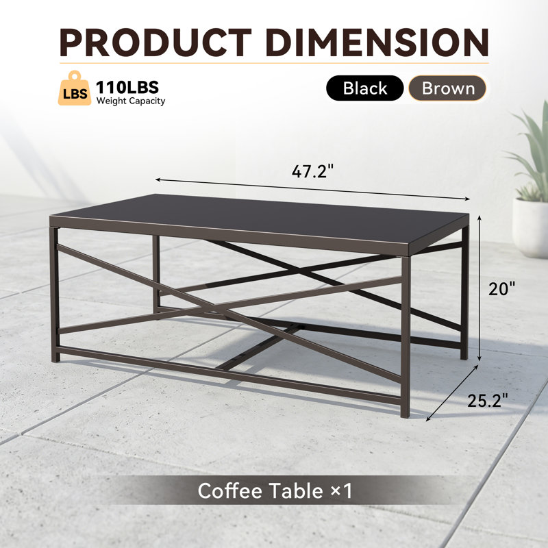 Rectangular Outdoor Dining Table with Aluminum Frame - Weather-Resistant Patio Table, Brown