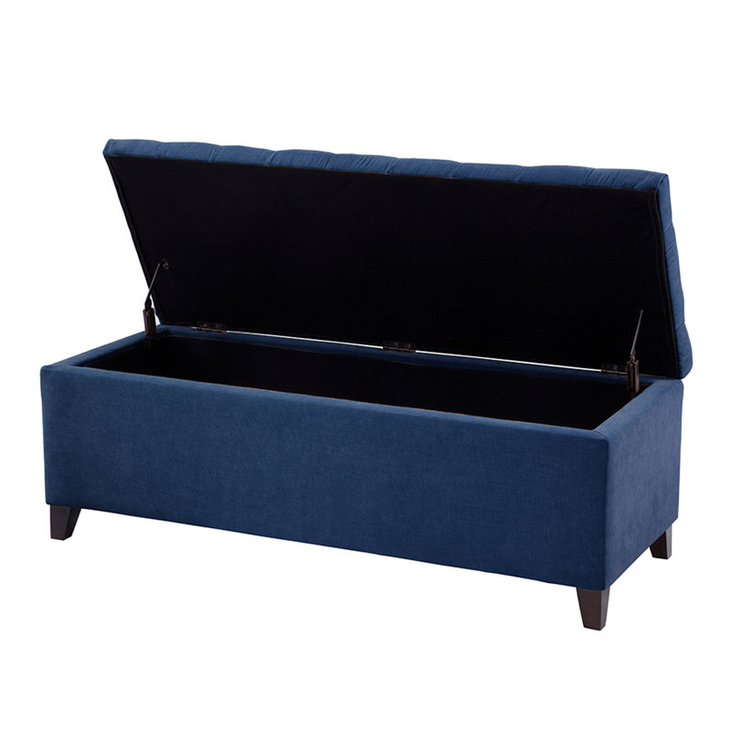 Tufted Top Soft Close Storage Bench, Navy
