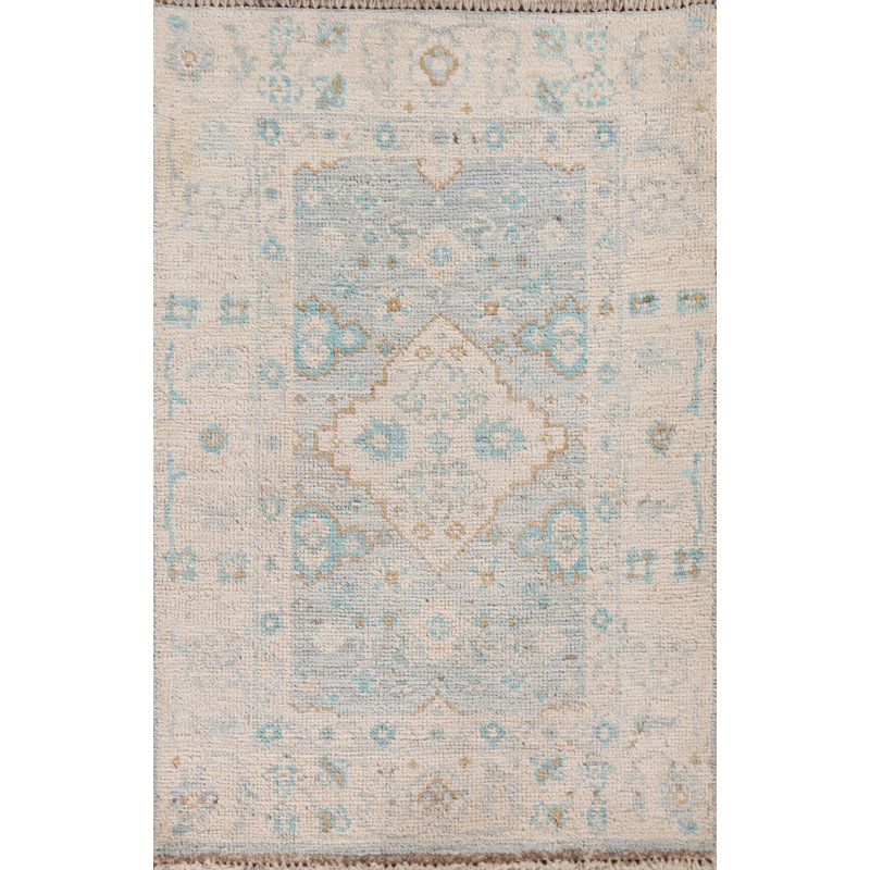 Tapis géométrique en laine turque Oushak noué à la main 2 x 3