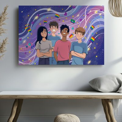 Toile, création d'une illustration mettant en vedette un fond cosmique éclatant avec des galaxies tourbillonnantes et des étoiles dans des tons de rose mauve, art mural