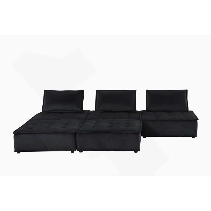 Ensemble de canapé modulaire en velours de 120 pouces avec repose-pieds pour un confort spacieux et une élégance moderne