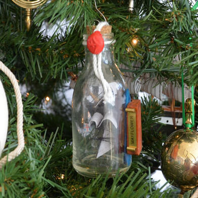 Ornement pour arbre de noël en verre à bateau mayflower