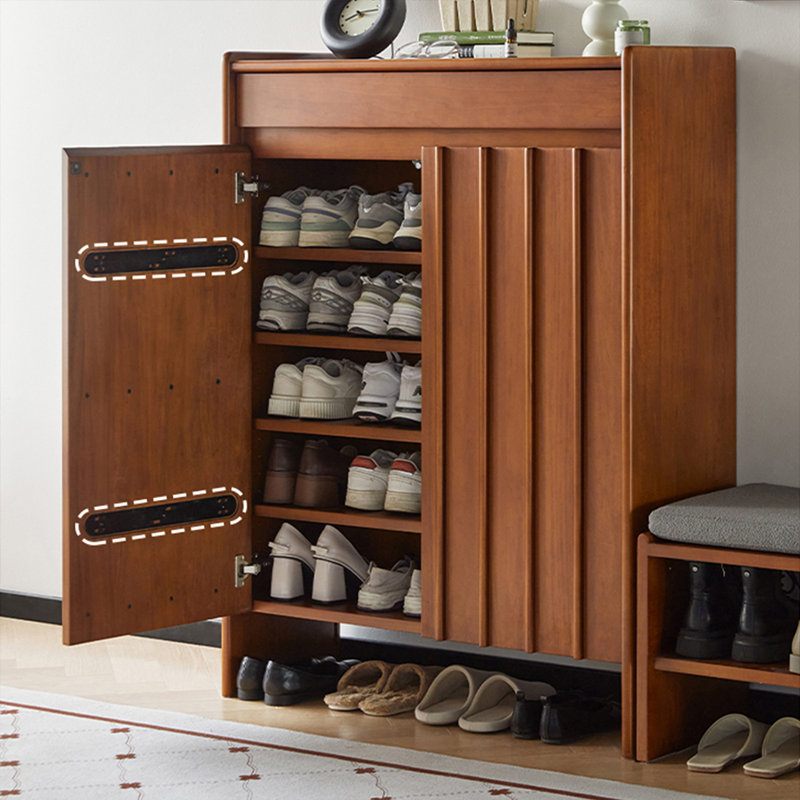 Retro Walnut Solid wood Shoe Storage