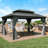 Outdoor Metal Hardtop Patio Gazebo with Privacy Curtain and Mosquito Netting-88547959