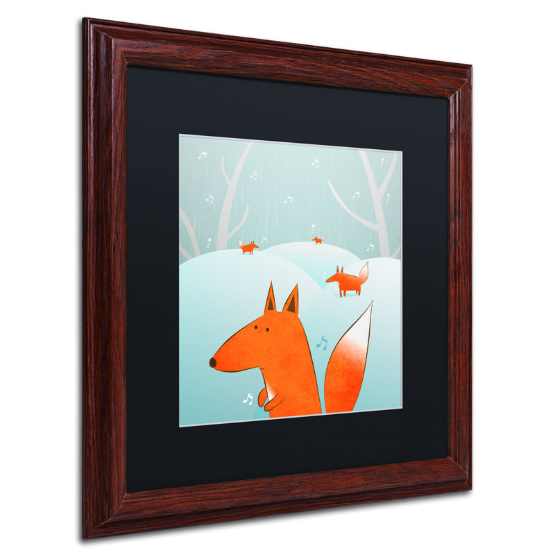 "winter foxes" par carla martell, art encadré, Noir, H 16 po x l 16 po