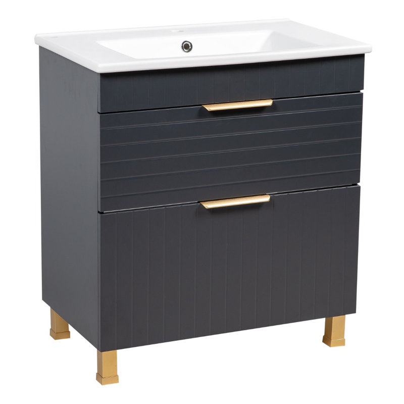 Meuble-lavabo autoportant avec lavabo Jakkar-F_Modern, Gris anthracite mat