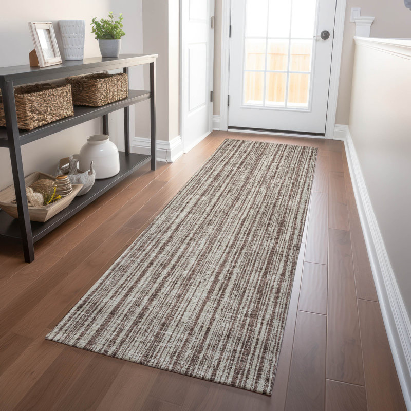 Premium Machine Washable Prisco Brown Rug, Runner 2'3" x 7'6"