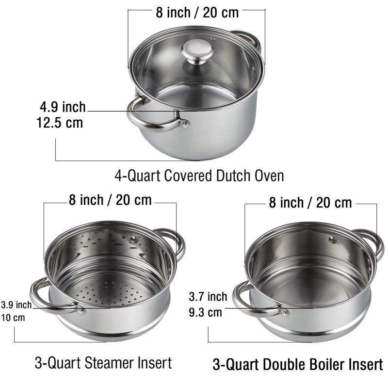 Ensemble de casseroles en acier inoxydable 4 pièces Cook N Home