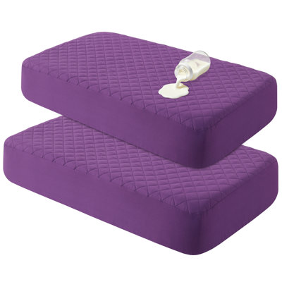 2 Pack Waterproof Quilted Crib Mattress Protectors, Silent TPU Layer Crib Protector