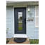 Porte d'entrée extérieure prémontée en acier Ballucio 6044 Gris Graphite, 2 fenêtres latérales et supérieures, inserts en acier inoxydable, style moderne, peinte, dimensions : L 14 + 36 + 14 x H 80 + 16, ouverture à droite vers l'intérieur-109403960-109403959