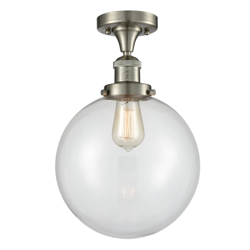 Plafonnier semi-encastré 10 po Zarmayr, Transparent, Ampoule DEL 6 watts Vinage, Nickel satiné brossé