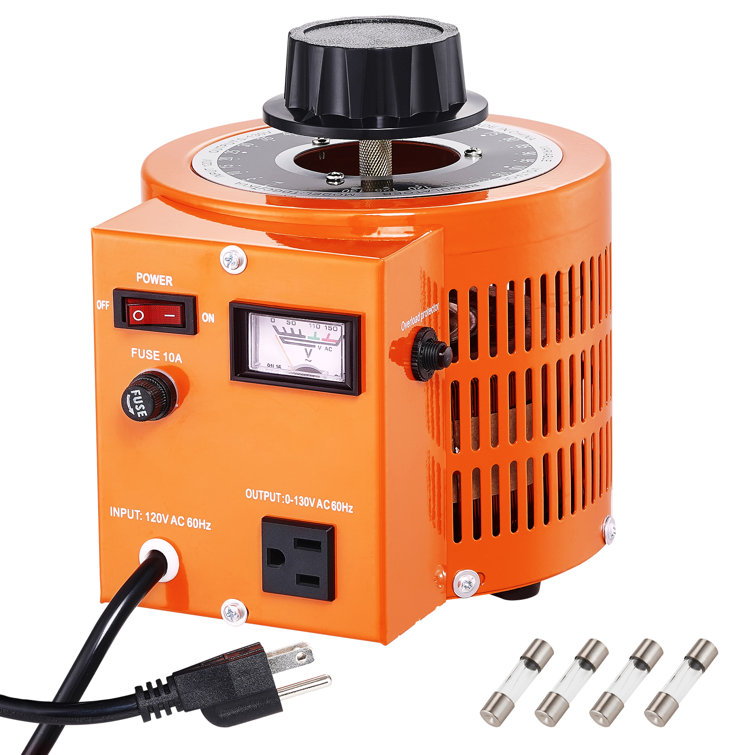 VEVOR 1000VA Auto Variable Voltage Transformer, 15.3 Amp, 110V Input 0-130V Output AC Voltag