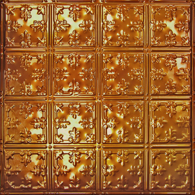 American Tin Ceilings Pattern  2' x 2' (24" x 24") Metal Tin Tiles with Backsplash Kit - Embossed Metallic Tile with Fleur-de-Lis Pattern (Set of 5 - Covers 20 Sq ft)