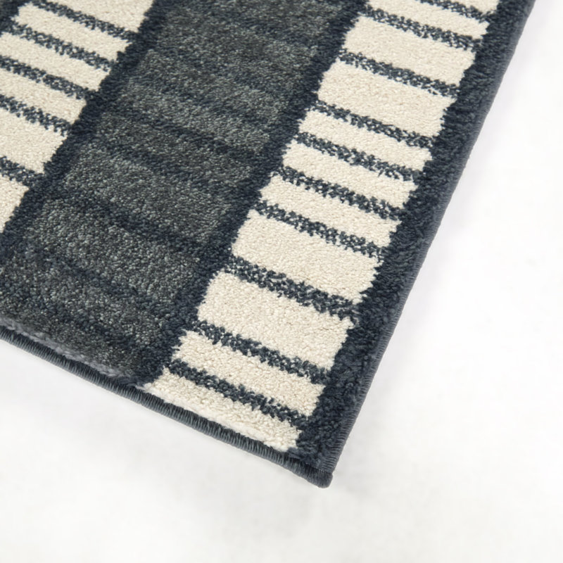 Tapis à rayures verticales bleu / crème Aldridge, 7 pi 10 po x 10 pi