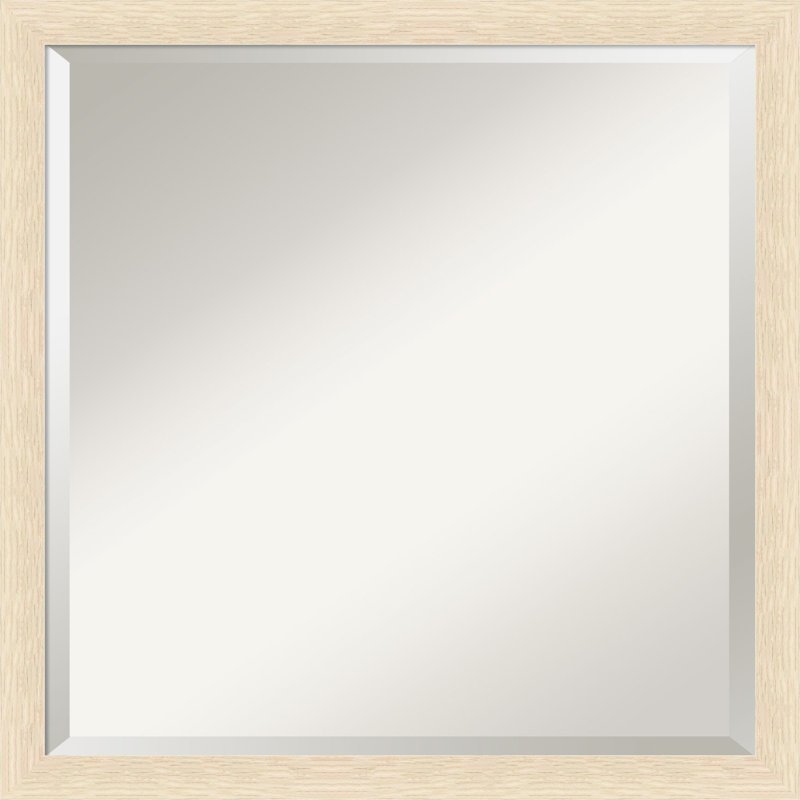 Jobany Solid Wood Wall Mirror, Light Brown, 22" x 22", Square
