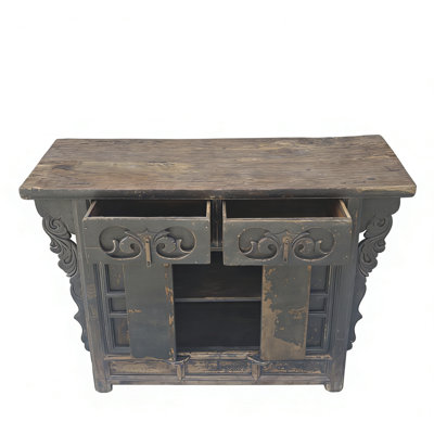 Dual-Drawer Coffer Cabinet with Carved Sides