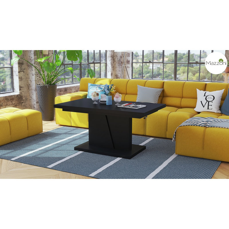Noires Lift Top Pedestal Coffee Table, Black Matt