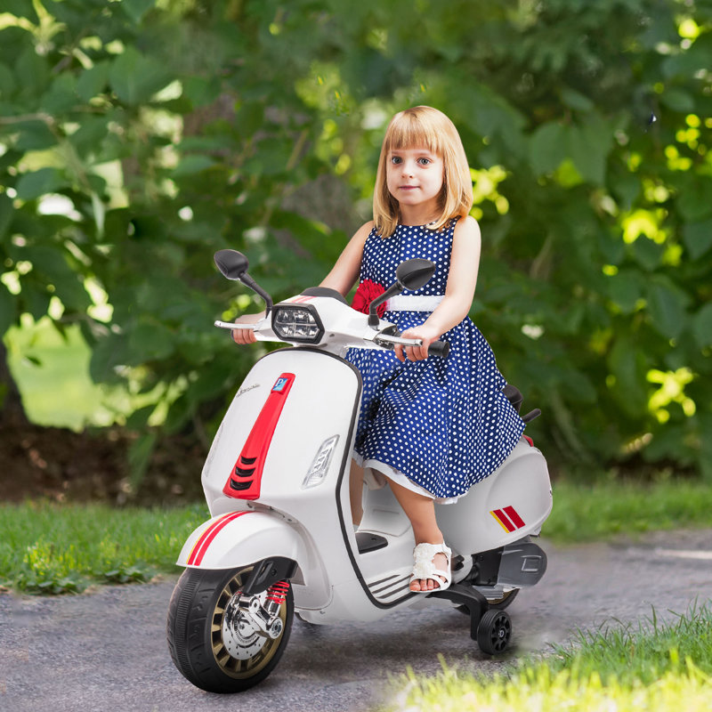 AIYAPLAY Vespa Licensed 12V Kids Electric Motorbike for 3-6 Years