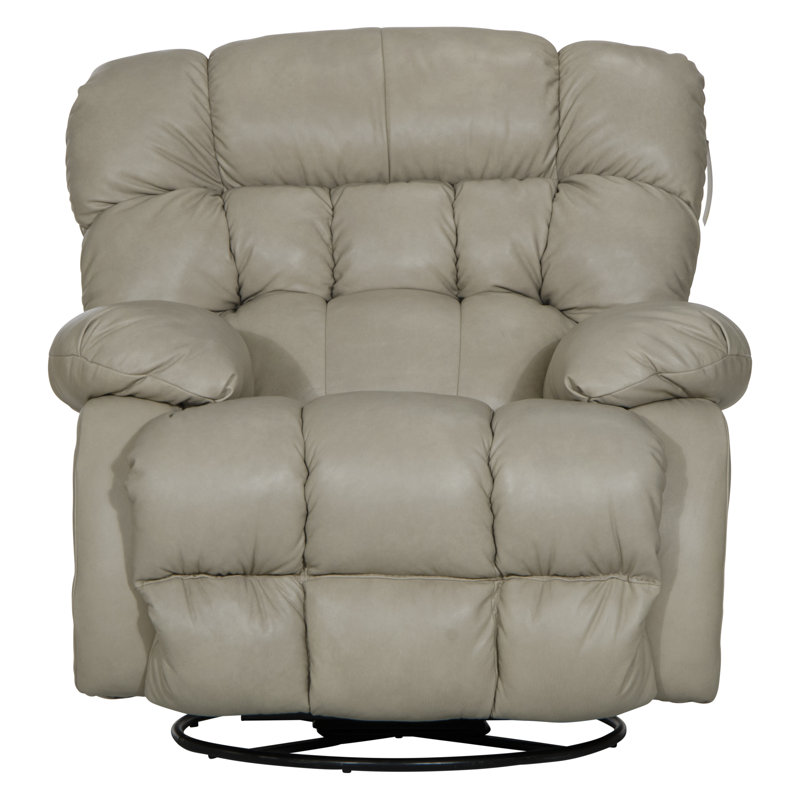 Fauteuil inclinable et pivotant en cuir italien, Similicuir beige