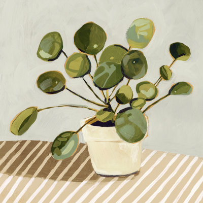 Plant On Stripes I by Victoria Barnes - Wrapped Canvas Painting