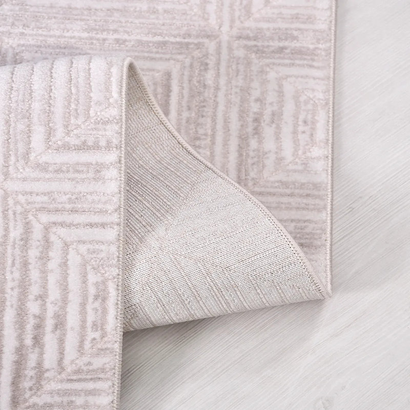 Tapis en polypropylène Jalura Mink Modern résistant aux taches et facile à nettoyer, 2,6 pi x 8 pi
