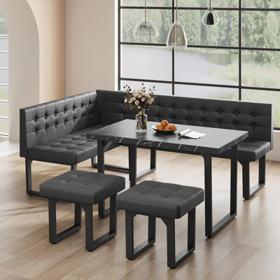 Simple And Stylish 5 - Person Breakfast Nook Dining Table Set
