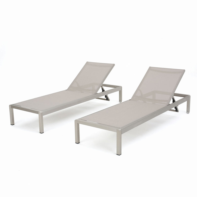Chaise longue inclinable simple Caggiano, 2, Gris