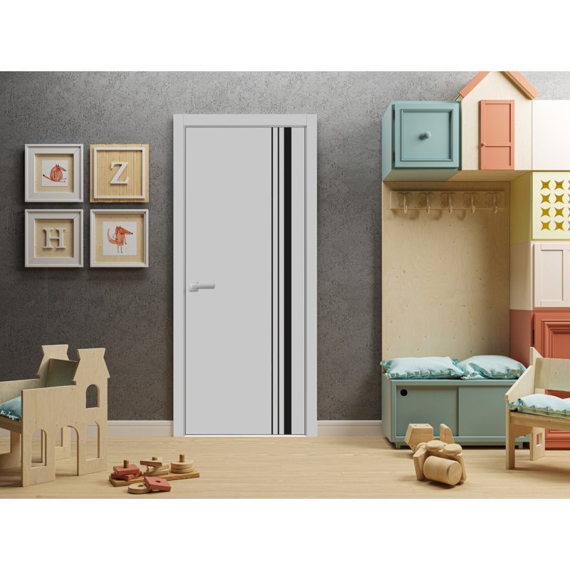 Porte intérieure moderne en bois avec quincaillerie | Planum 0011 noyer | Garnitures à panneau simple | Portes de salle de bain robustes