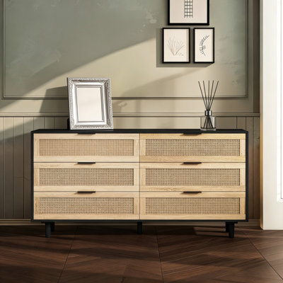 Armoire de rangement avec tiroir en rotin